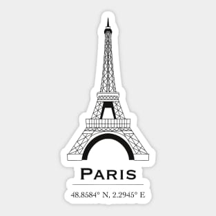 Paris Eiffel Tower coordinates sticker Sticker